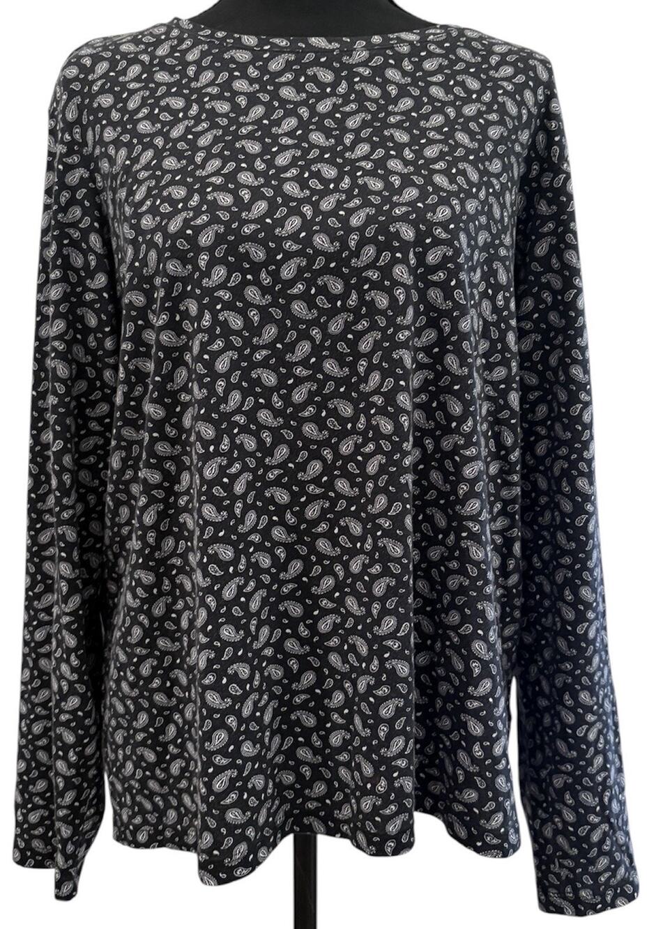 Lands’ End Long Sleeve Paisley Print Knit Top Size L (14/16)